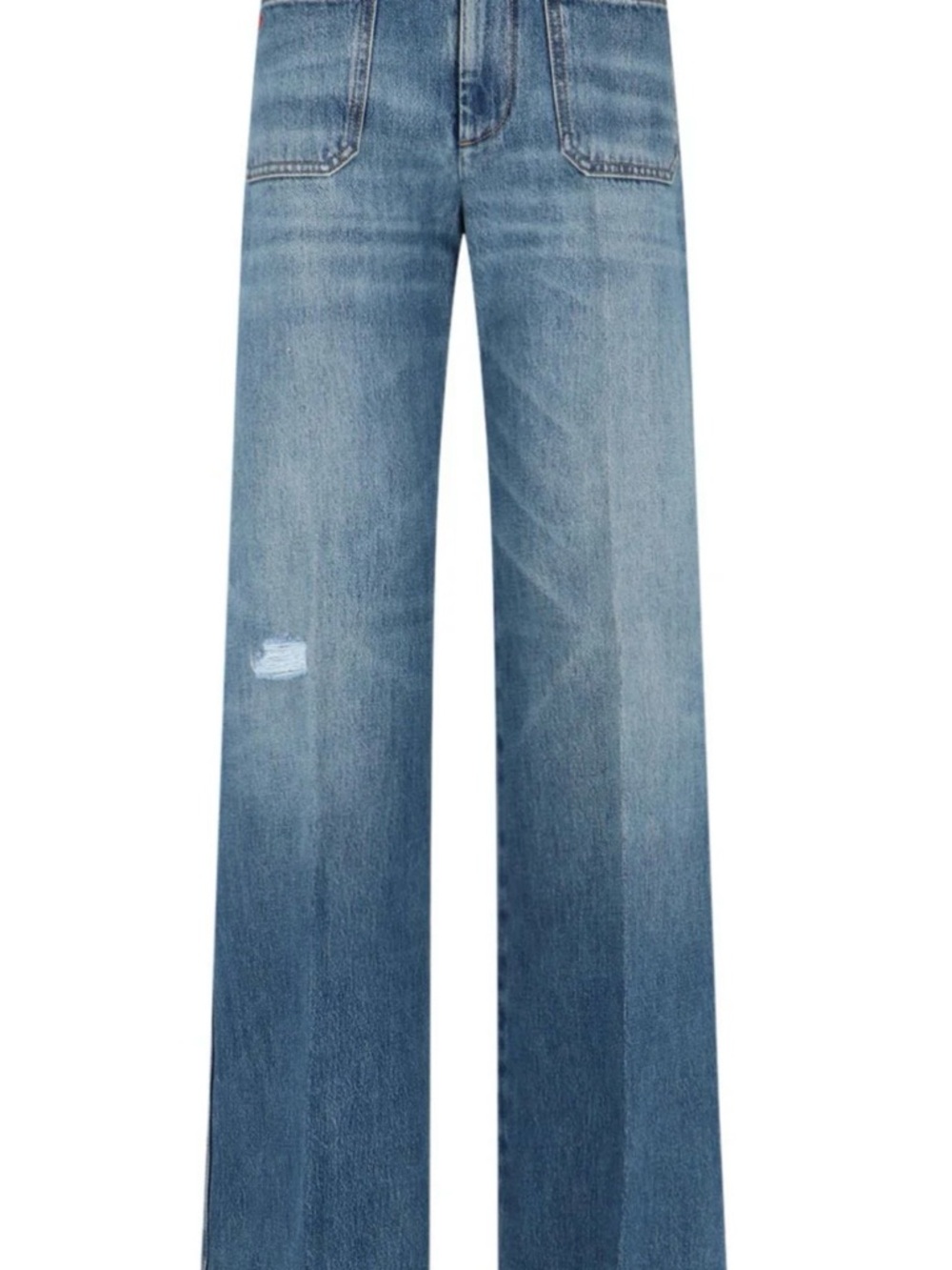 Victoria Beckham light blue, distressed   High-Waist Wide-Leg Women’s Jeans
